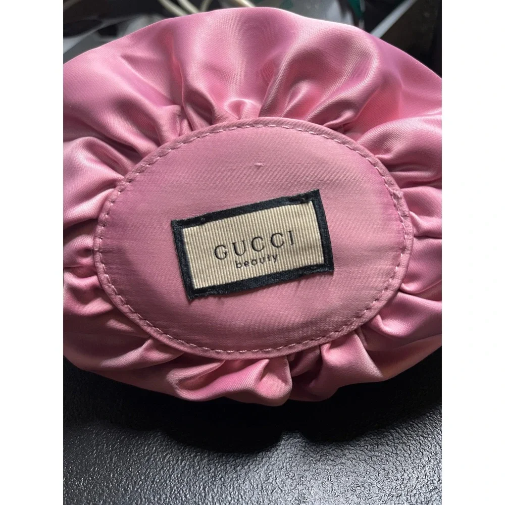 Gucci Beauty Jewelry Pouch Women OS Pink Floral Drawstring Travel Holder Pockets